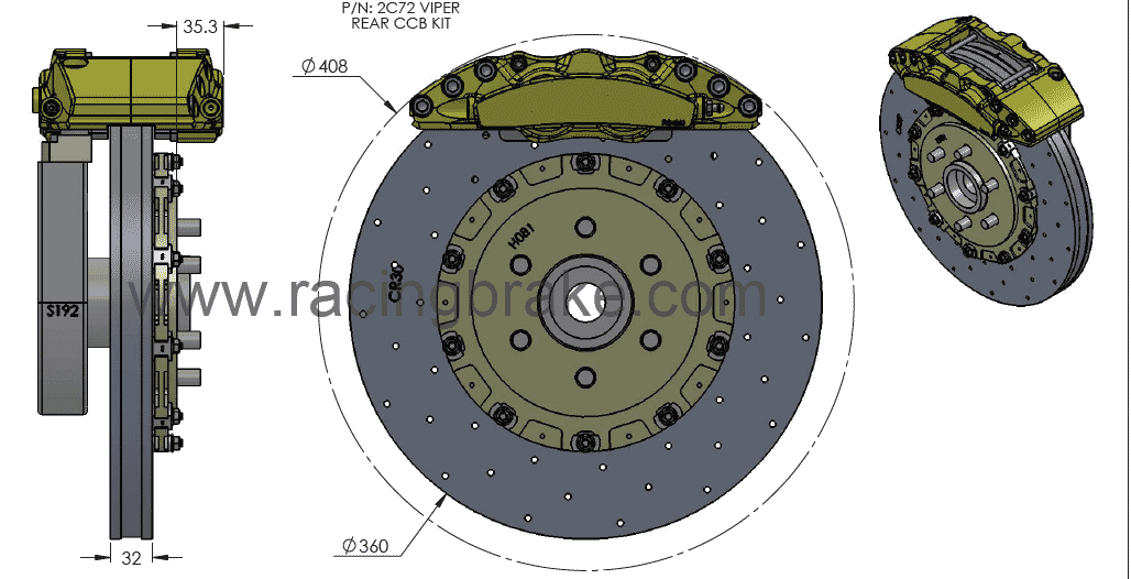 RB-CCB System Kit (380/360) for Dodge Viper G3/4/5 (P/N 2C44-K